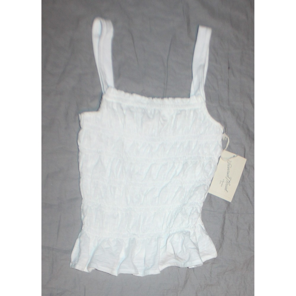 Universal Thread Women's Smocked Cropped Tank Top Slim Fit White Small NWT